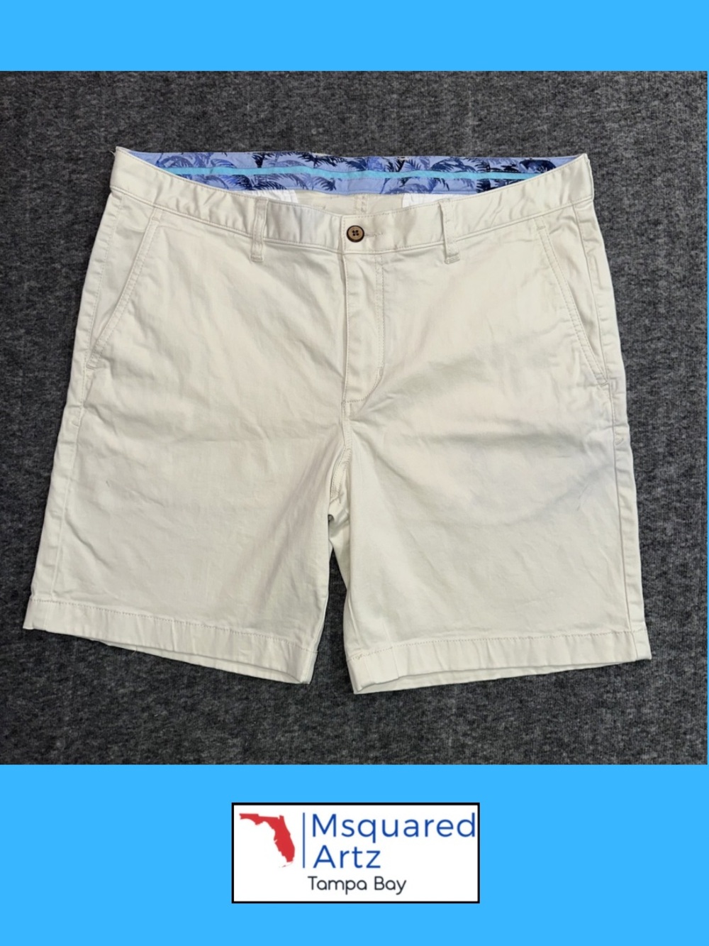 Tommy Bahama Men's Chino Shorts Beige Size 36 Stretch Casual Flat Front